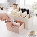 Plastic Makeup Organizer with Drawer - Desktop Cosmetics and Brush Storage Box